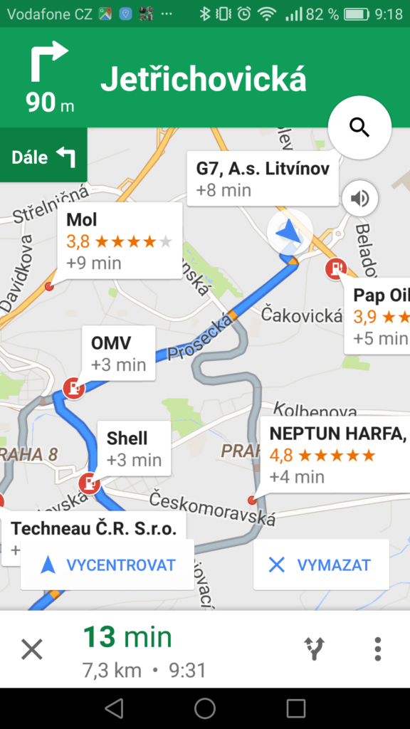 Google Mapy trik vyhledávaní okolo trasy 2