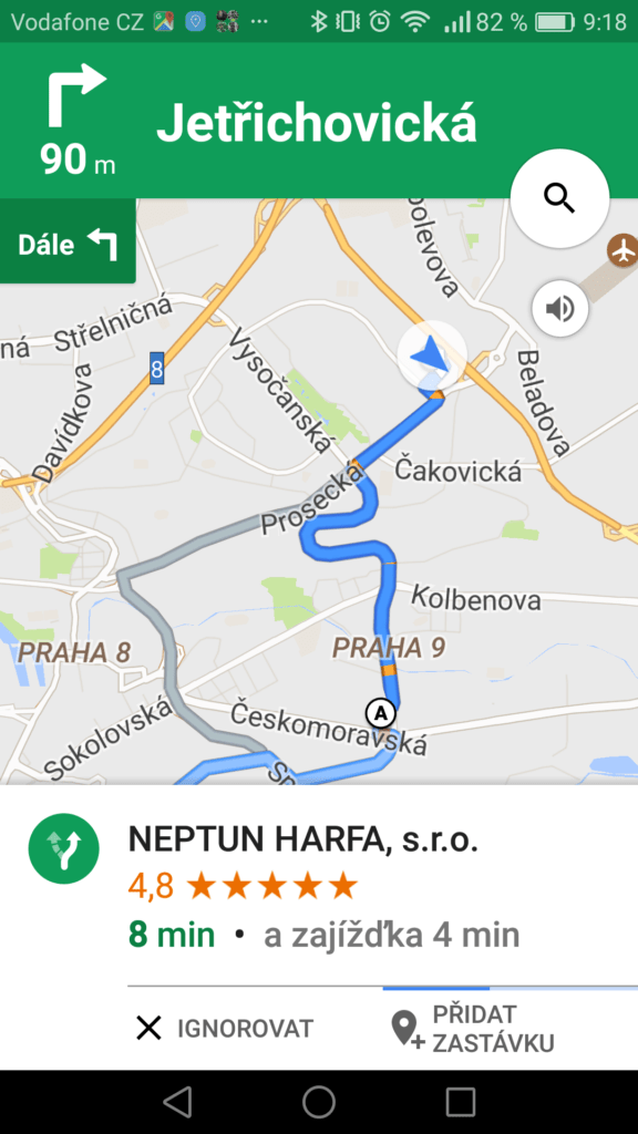 Google Mapy trik vyhledávaní okolo trasy 3