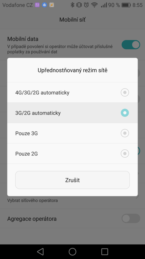Jak usetrit baterii pri hrani Pokemon Go nastaveni LTE 3