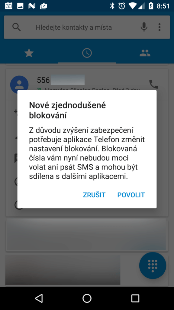 Blokování nevyžádaného hovoru