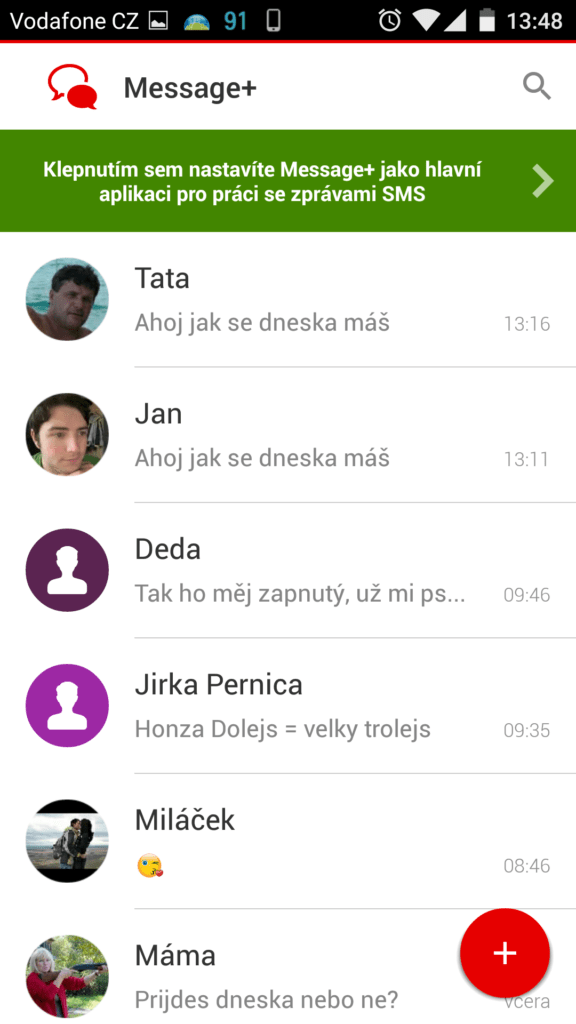 Vodafone Smart ultra 6 SMS Vodafone aplikace
