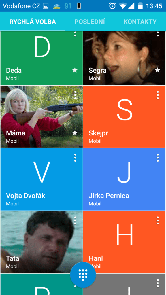 Vodafone Smart ultra 6 kontakty a volání 1