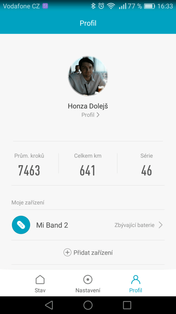 Xiaomi Mi Band 2 aplikace nastavení 3