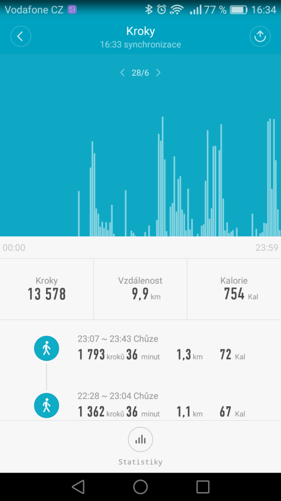 Xiaomi Mi Band 2 aplikace statistiky 1