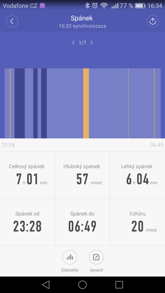 Xiaomi Mi Band 2 aplikace statistiky 4
