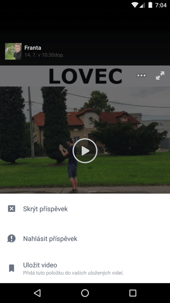aplikace Facebook ukládání videí 1