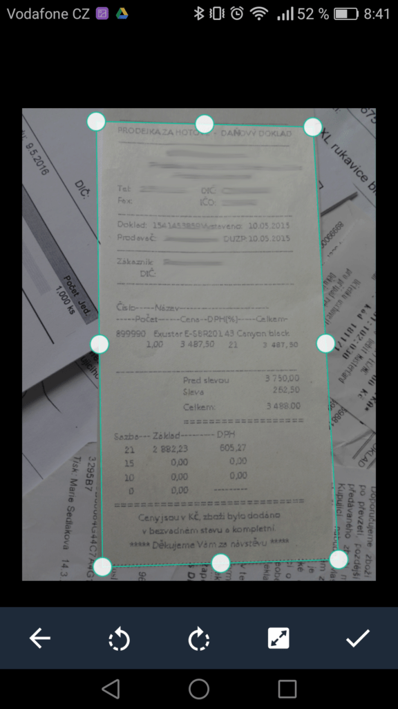 Jak skladovat uctenky camscanner 3