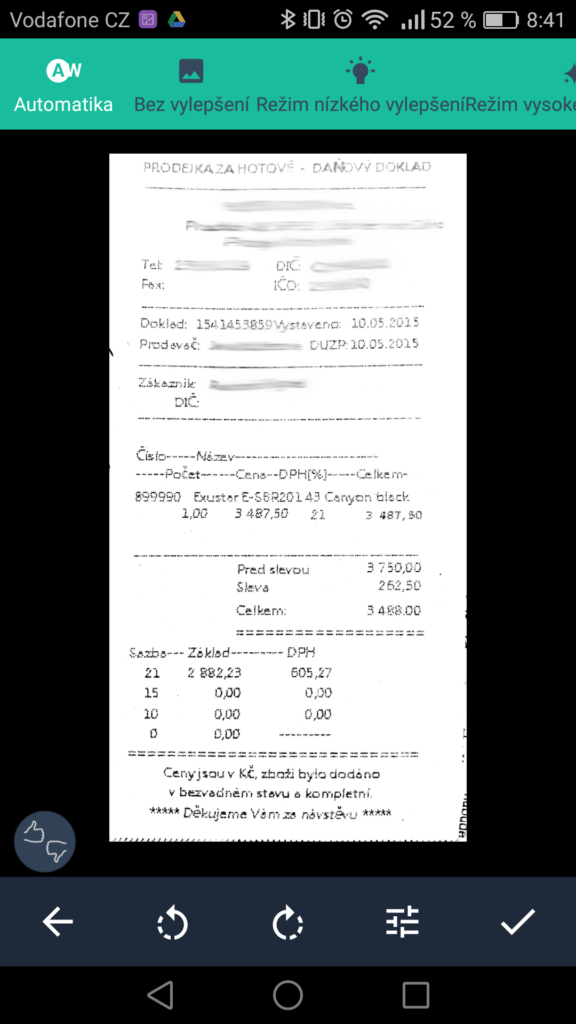 Jak skladovat uctenky camscanner 4