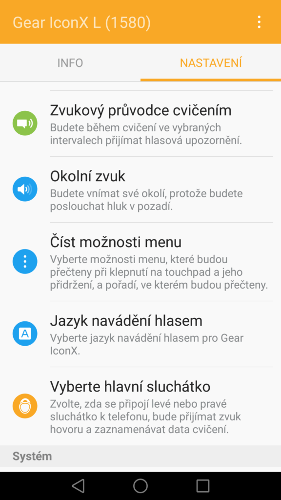 Samsung Gear IconX aplikace Gear 3