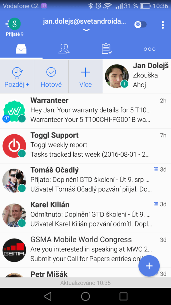 TypeApp Gmail v Androidu 11