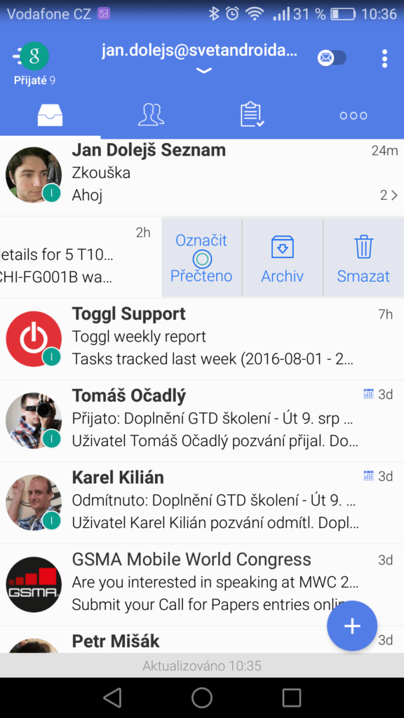 TypeApp Gmail v Androidu 12