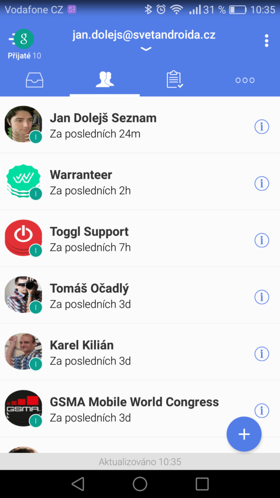 TypeApp Gmail v Androidu 8