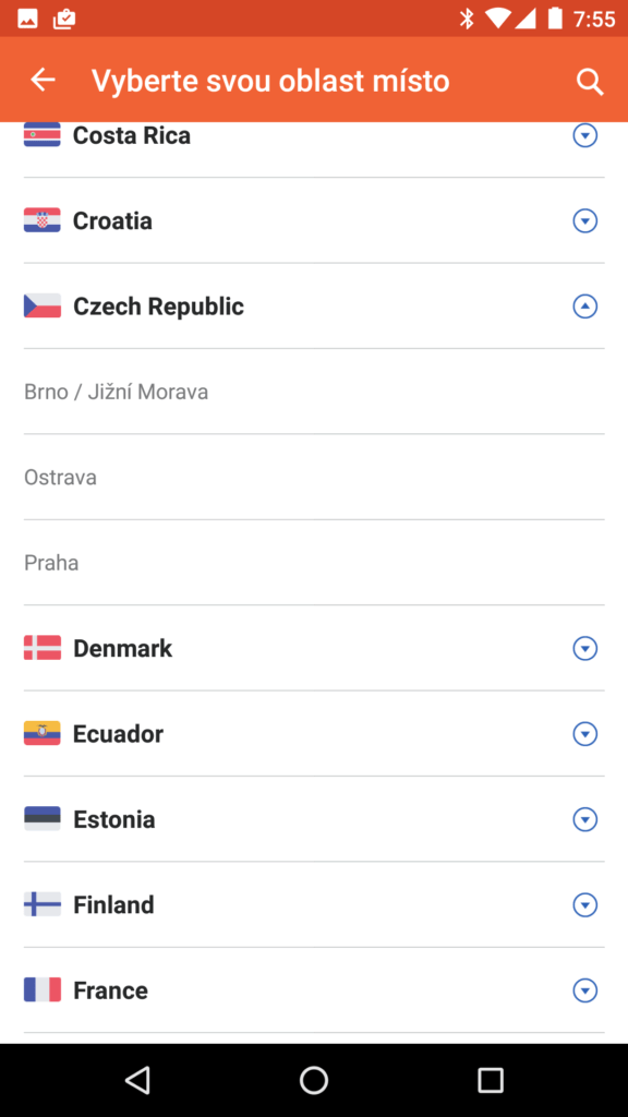 Moovit výběr míst