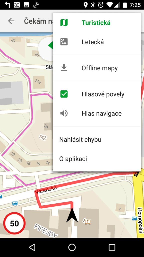Nabídka s hlasovou navigací