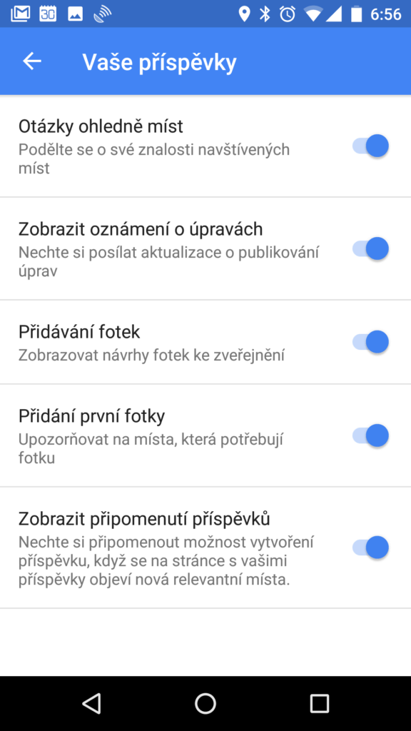 Nastavení oznámení o příspěvcích