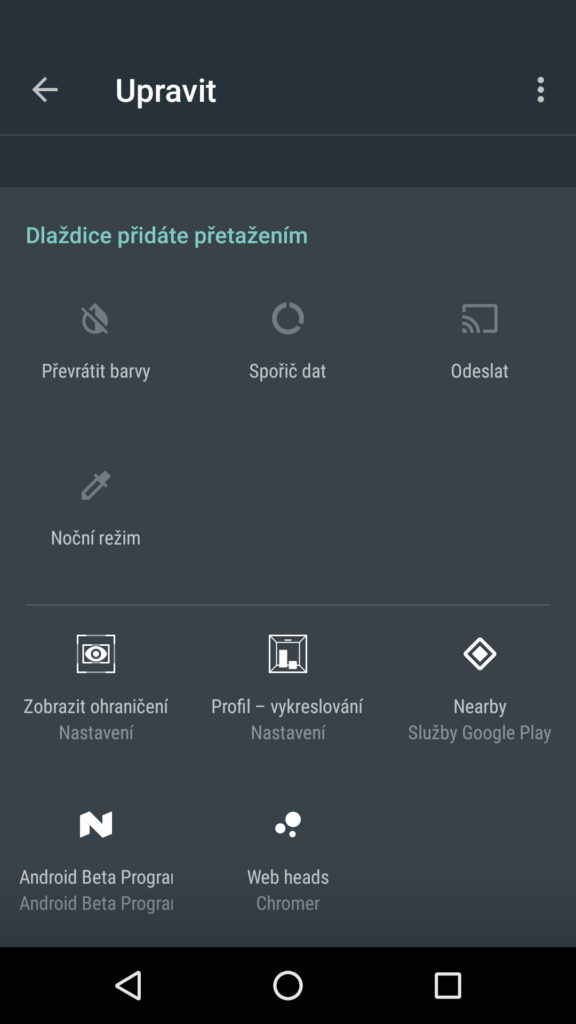 Úpravy panelu Rychlý přístup
