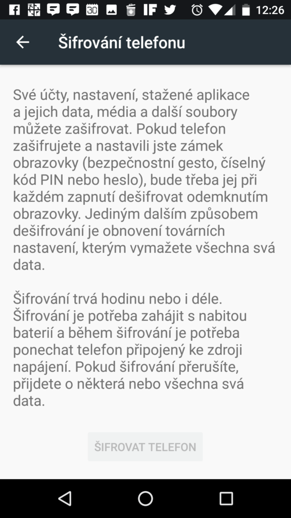 Šifrování telefonu
