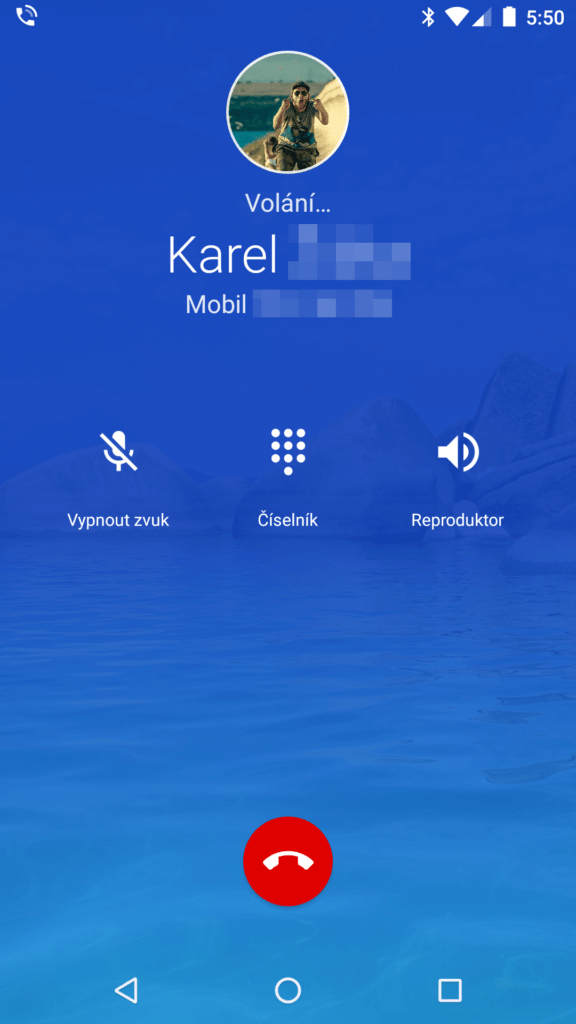 Google Phone 5.1 odchozí hovor