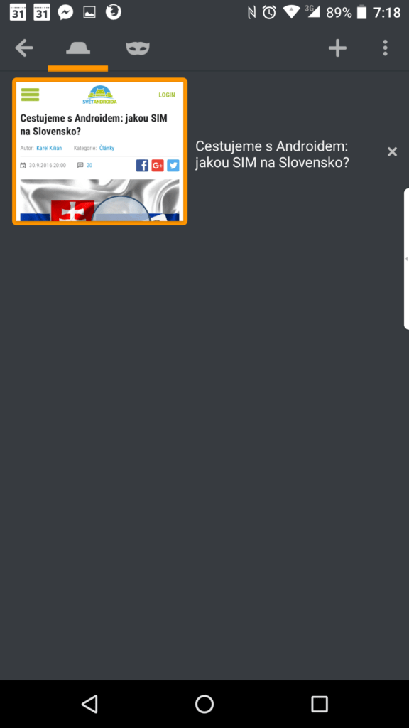 Přepínání mezi listy