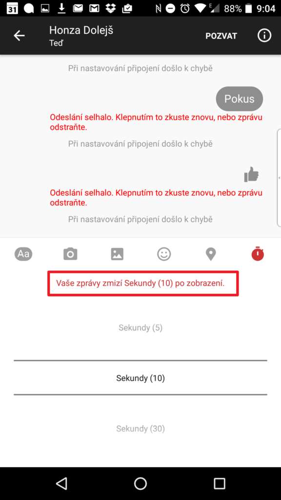 Nastavení časového limitu zprávy