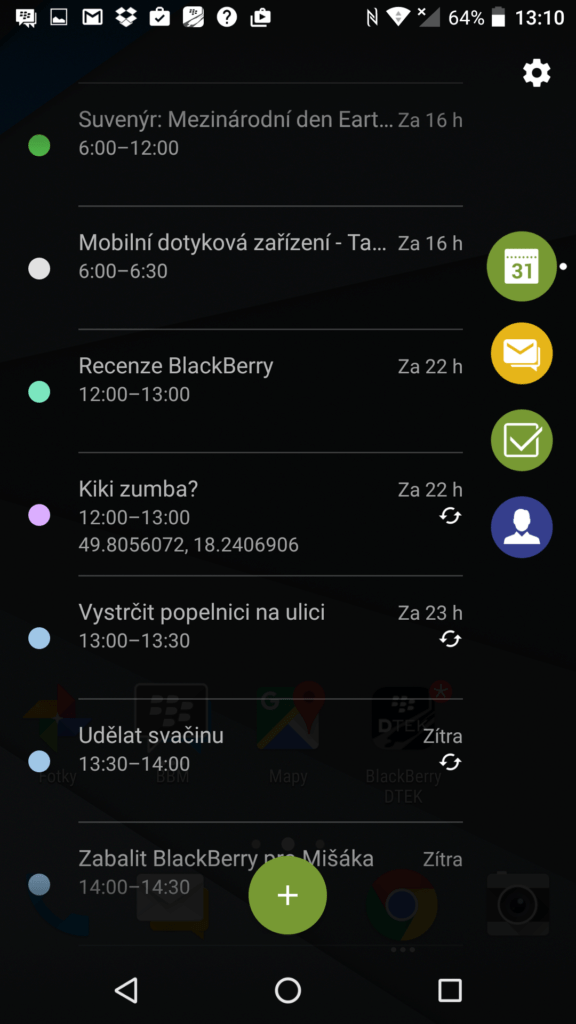 Karta produktivity - kalendář