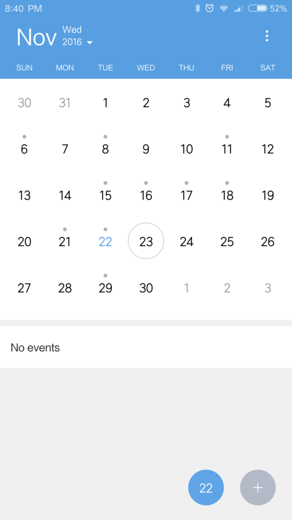 Xiaomi Redmi 4 MIUI 8 kalendar