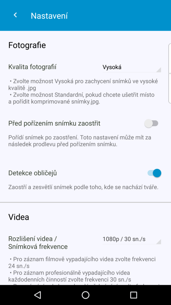 Nastavení fotografií