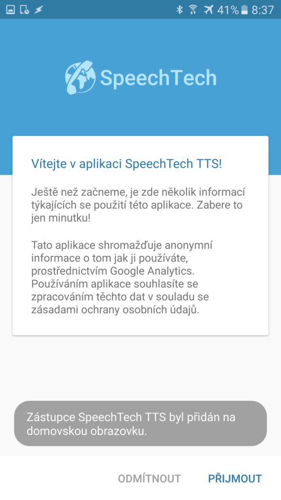 Chytra domacnost hlasovy vystup nastaveni tts 2