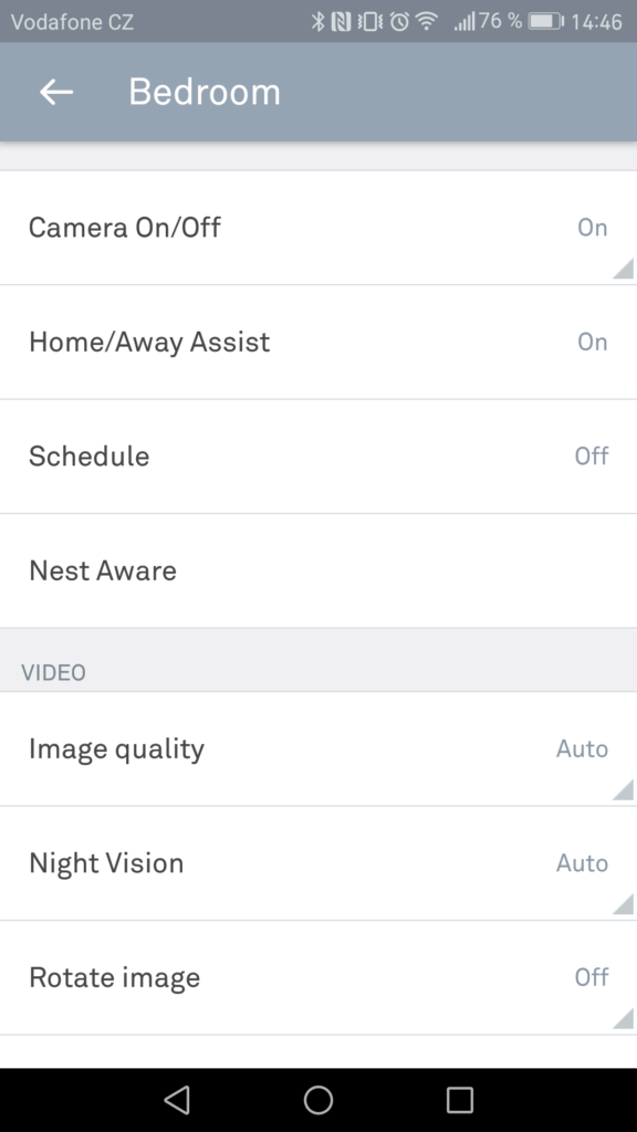 Nest Cam Indoor aplikace nastaveni 2
