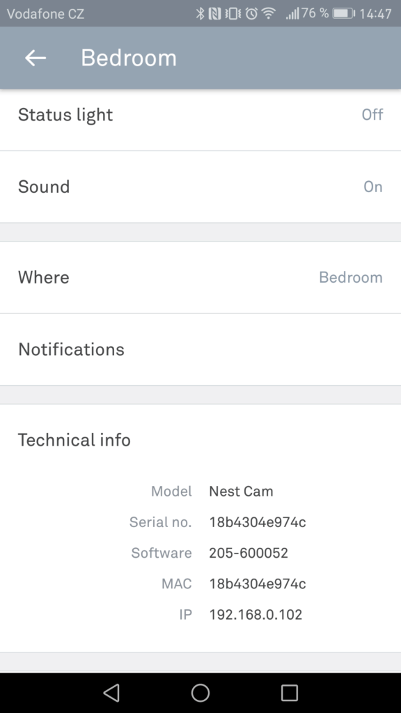 Nest Cam Indoor aplikace nastaveni 4