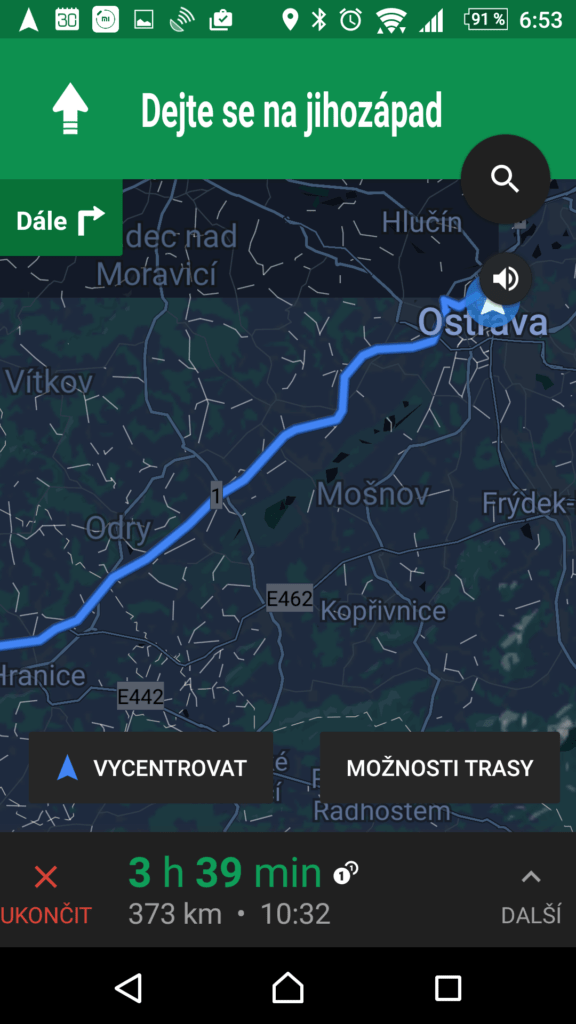 Zobrazení alternativních tras