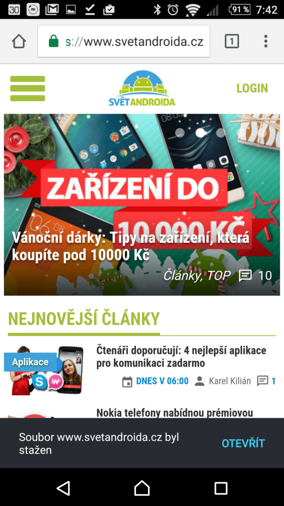 Stažení webové stránky bylo dokončeno