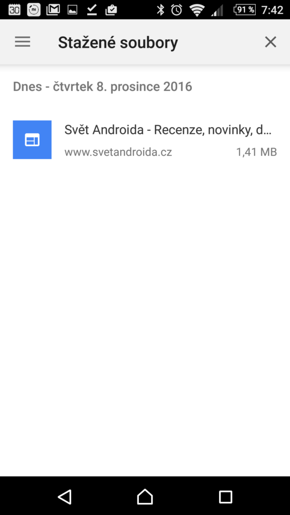 Nová sekce Stažené soubory