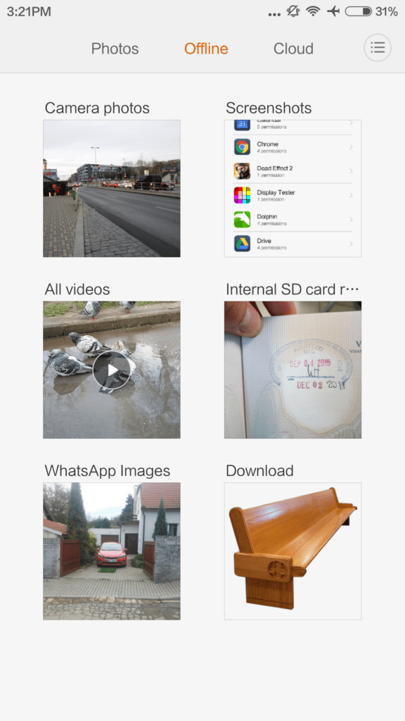 Xiaomi Redmi Note 3 systém galerie