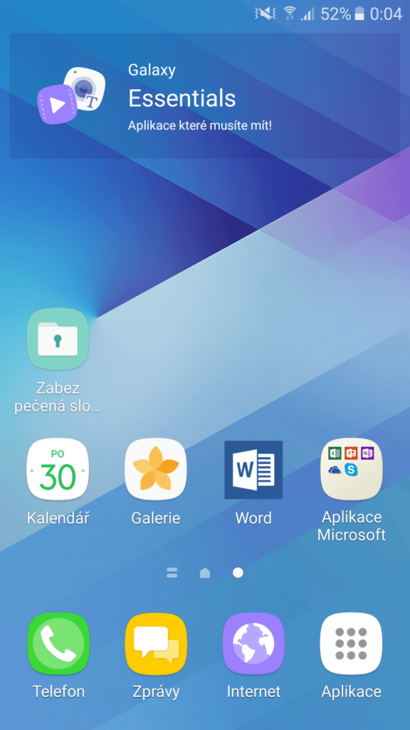 Galaxy A5 2017 hlavní menu