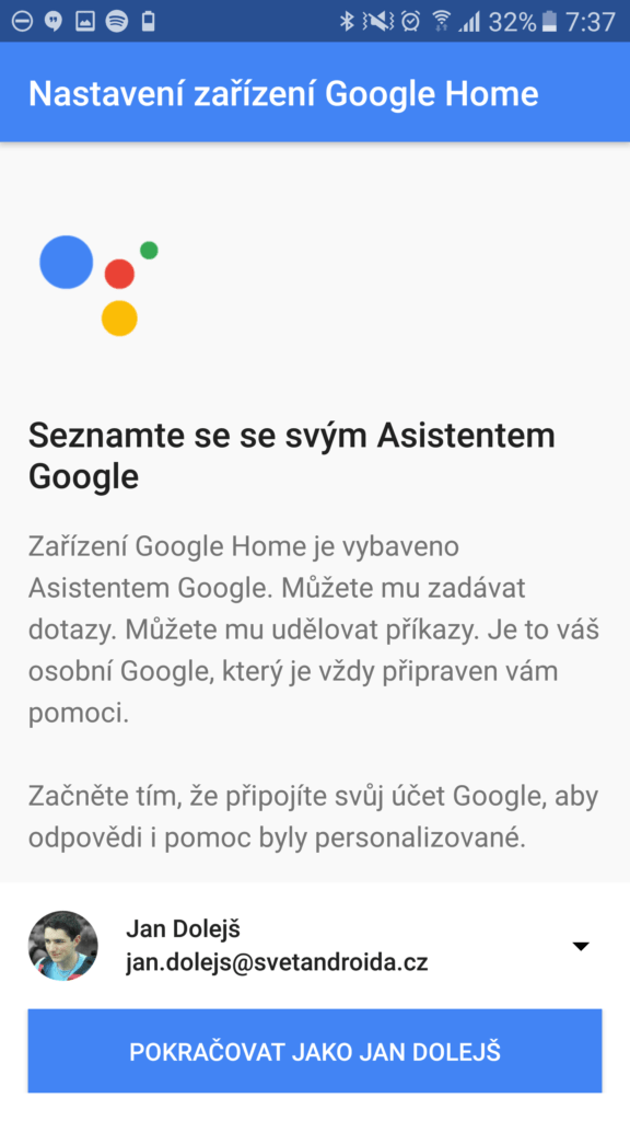 Google Home spárování 3