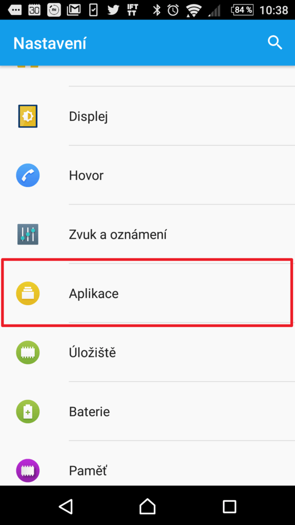 Sekce Aplikace