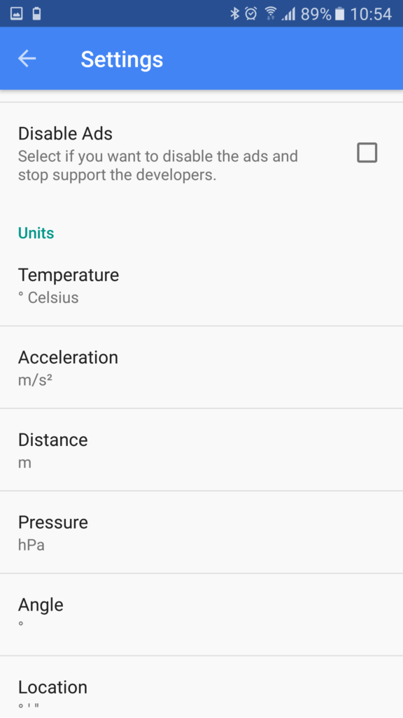 Sensors Multitool aplikace senzory 14