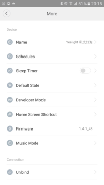 Xiaomi Yeelight LED aplikace nastaveni 3