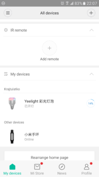 Xiaomi Yeelight LED aplikace nastaveni 4