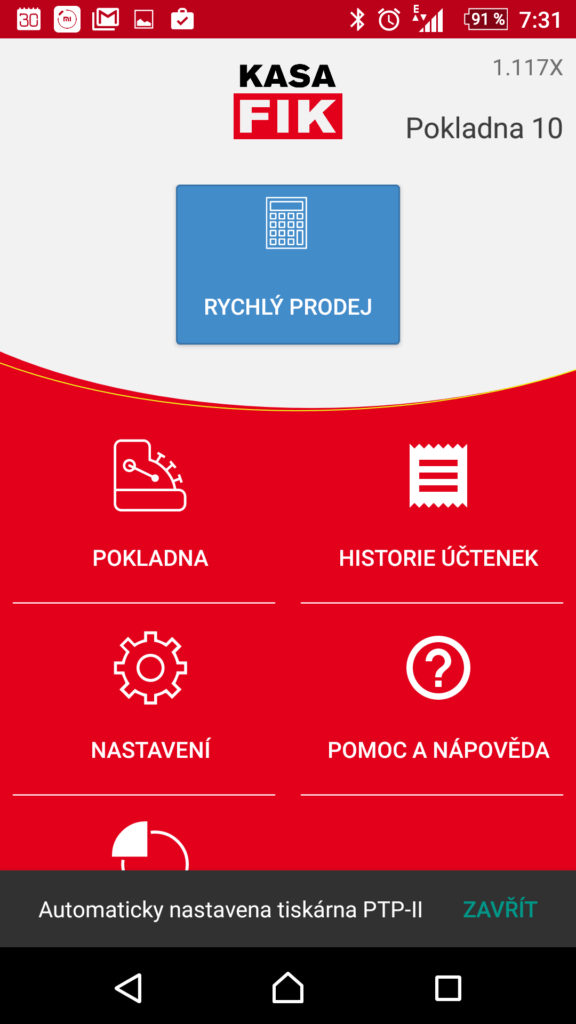 Úvodní obrazovka