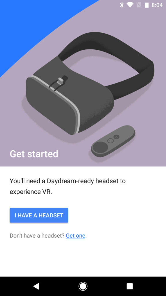 Google Daydream View aplikace nastaveni 1