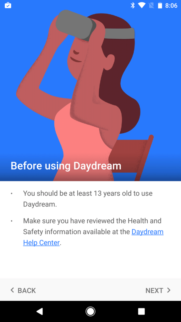 Google Daydream View aplikace nastaveni 2