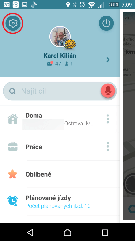 Vstup do nastavení