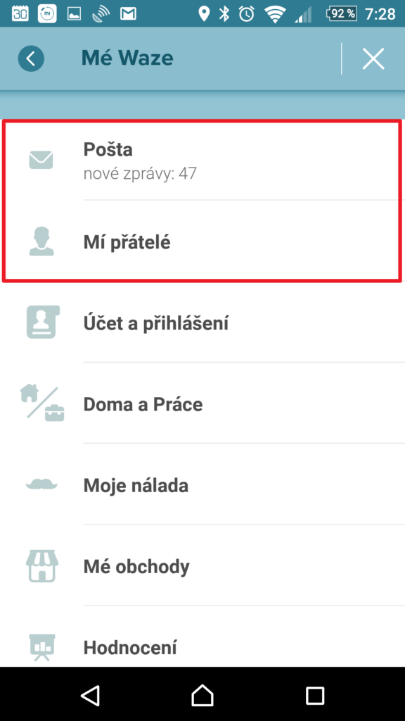 Sekce Pošta a Mí přátelé