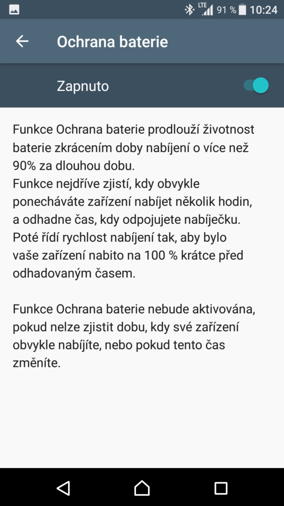 Xperia XZ ochrana baterie