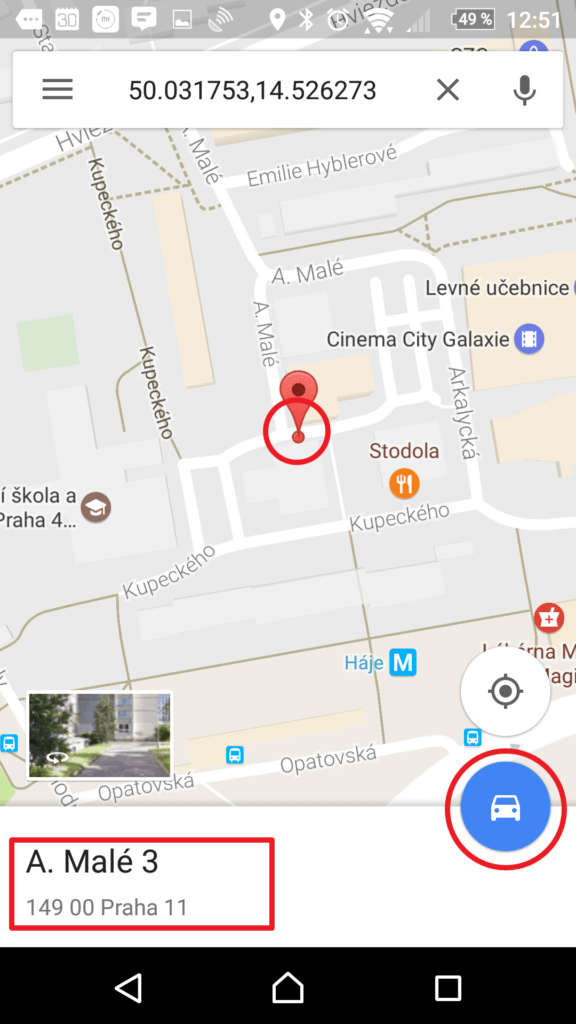 Zadání cíle cesty