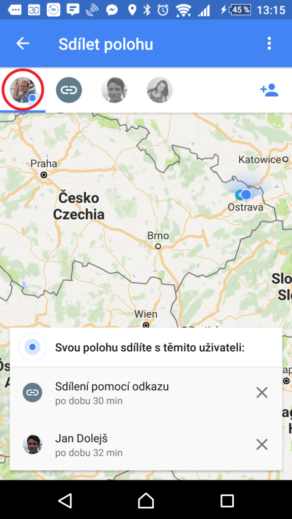 Informace o sdílení