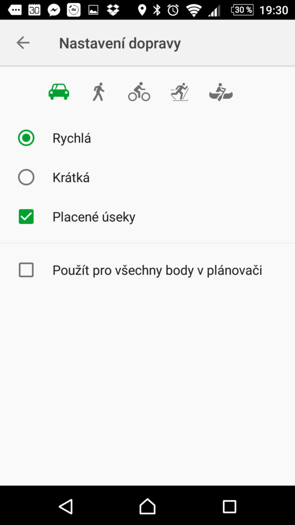 Mapy.cz Nastavení automobilové navigace