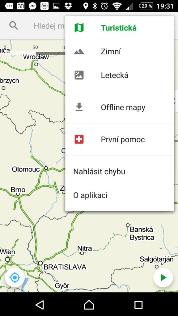 Mapy.cz Kontextová nabídka